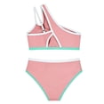 thumbnail image 6 of NAFUU Girls Swimsuit 2 Piece Bikini Sets One-Shoulder Bathing Suit Girls Color Block Bikini Swimsuit Kids Summer Swimwear Beach Swimming Suits 9-10 Years, 6 of 6