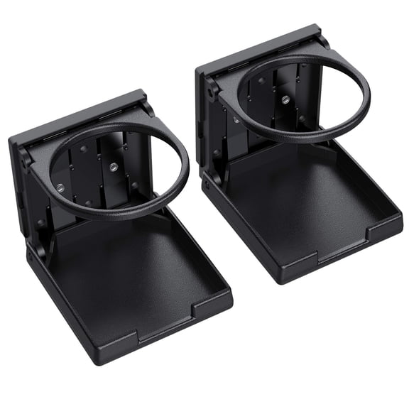 2PCS Adjustable Folding Drink Holder with Screws and Tapes, Folding Automotive Cup Holders for Car Truck Boat Van. (Black)