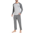 thumbnail image 6 of MoFiz Men's Bamboo Pajamas Set Long Sleeve Crew-Neck Top and Pants with Pockets Loungewear 2-Piece for Men, 6 of 7
