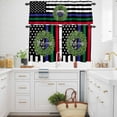 thumbnail image 3 of Independence Day Kitchen Curtains Valances and Tiers Set of 3 US Flag Day Patriotic Weclome Wreath Red Black Stripes Tier Curtains and Valance with Rod Pocket for Small Windows, 27.5"x36", 3 of 9