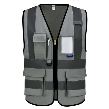 

Enhanced High Visibility Reflective Safety Vests Multi Pockets High Viz Work Vest