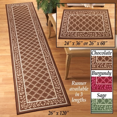 - Collections Etc Two-tone Leaf Lattice Rug, Chocolate, 24