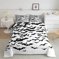 thumbnail image 2 of Erosebridal Bats Comforter King Black White Halloween Bedding Set Gothic Animal Comforter Set For Adults Men Women Horror Wildlife Quilt Duvet Insert Halloween Room Decor 2 Pillow Cases, 2 of 7