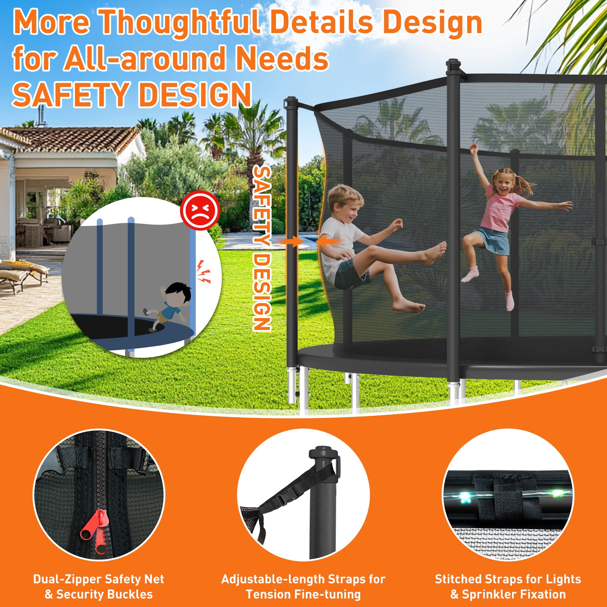 WOWLAND 12FT Trampoline for Kids and Adults 1200LBS Weight Capacity, Heavy Duty Outdoor Trampolines with Basketball Hoop and Enclosure Net, Wind Stakes for Backyard, Birthday Gift