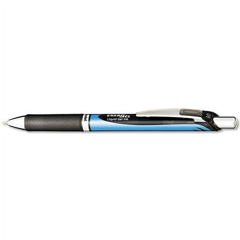 Pentel EnerGel RTX Liquid Gel Pen, 0.7mm Needle Point Black Ink - Blue,  Silver Barrel 