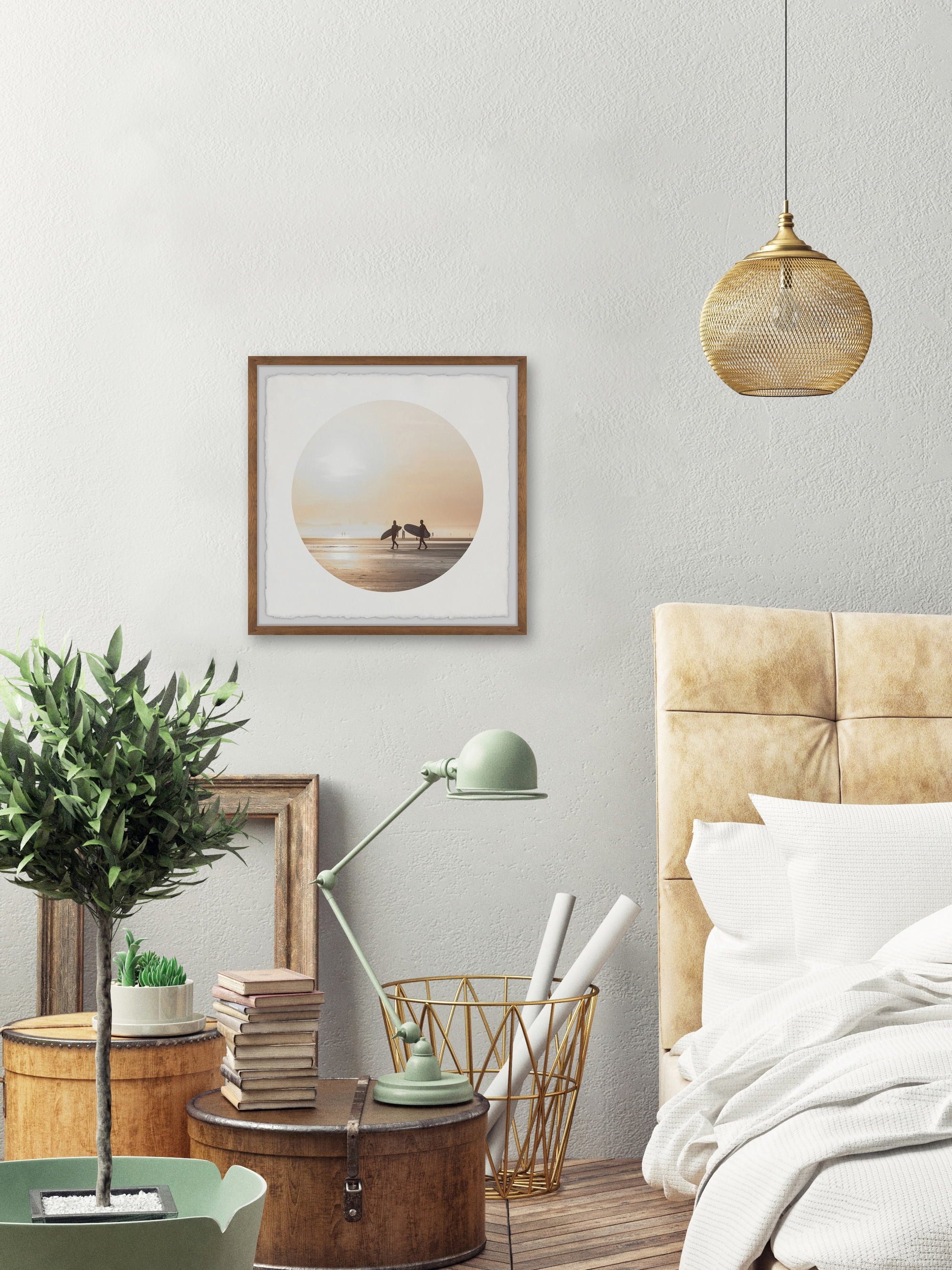 Marmont Hill Sunset Surfers Framed Wall Art, 18" x 18"