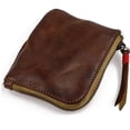 thumbnail image 1 of Leather Coin Purse,for Women&Men Vintage Handmade Wallet,Mini Card Holder Bag,Zipper Purses, 1 of 5
