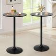 thumbnail image 2 of NiamVelo 38.9" Round Bar Table 2Pack Pub Table with Metal Base& MDF Tabletop Cocktail Table for Bistro, Home, Kitchen or Dining Room, (2, Black), 2 of 8