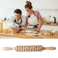 thumbnail image 4 of Fufafayo under $5 3Pcs Embossed Rolling Pin, Embossed Rolling Pin, Christmas Tree Pattern Rolling Pin, Wooden Cookie Press for Baking, Fondant, Dough, Pastry, Kitchen Tool, Gift for Bakers, 4 of 9