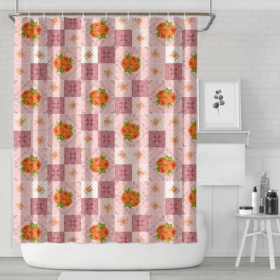 Pioneer Flower Floral Print Pattern Shower Curtain 84"x72", Bathroom Decorative Shower Curtain Set with 12 Hooks, Waterproof Washable