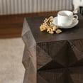 thumbnail image 3 of PORKISS End Table with Three-dimensional Embossed Pattern, Square Side Table, Coffee Table for Small Spaces Nightstand Living Room, without Assembly, Brown, 3 of 10