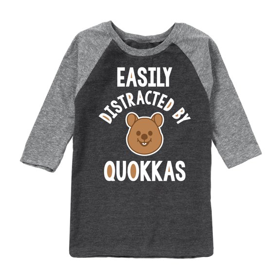 Instant Message - Easily Distracted By Quokkas - Toddler & Youth Raglan Graphic T-Shirt