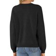 thumbnail image 5 of Women Lace Splicing Crew Neck Long Sleeve Solid Color Knitted Shirt, 5 of 5
