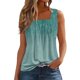thumbnail image 1 of Camiseta con estampado de chaleco sin mangas con cuello cuadrado plisado para mujer verde menta / L, 1 of 5