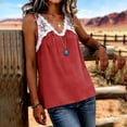 thumbnail image 6 of QUNYINEY Women Tank Tops Colorblock Cotton Linen Summer Tops Loose Fit V Neck Sleeveless Casual Lace Tshirts Shirts for Women, 6 of 6