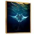 thumbnail image 2 of Designart "Vast Azure Oceanic Manta Ray" Coastal Coral Under Water Floater Framed Wall Decor, 2 of 5