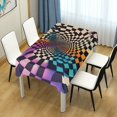 thumbnail image 4 of Yayeee Tablecloths 60" x 120" Rectangle Wrinkle Resistant Party Table Cover, Beige Wavy Plaid, 4 of 8