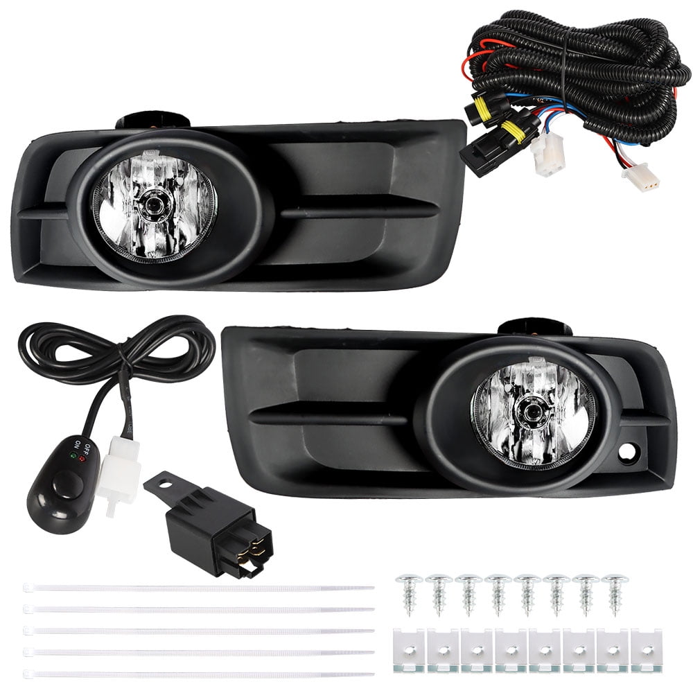 Fog Lights Assembly Replacement for 2010-2014 Chevy Cruze Clear Lens with Bulbs + Bezel Front Driving Fog Light Left+Right Side (Passenger & Driver Side)