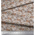 thumbnail image 3 of Soimoi Poly Georgette Fabric Leaves & Tiger Jungle Print Fabric by Yard 52 Inch Wide, 3 of 3