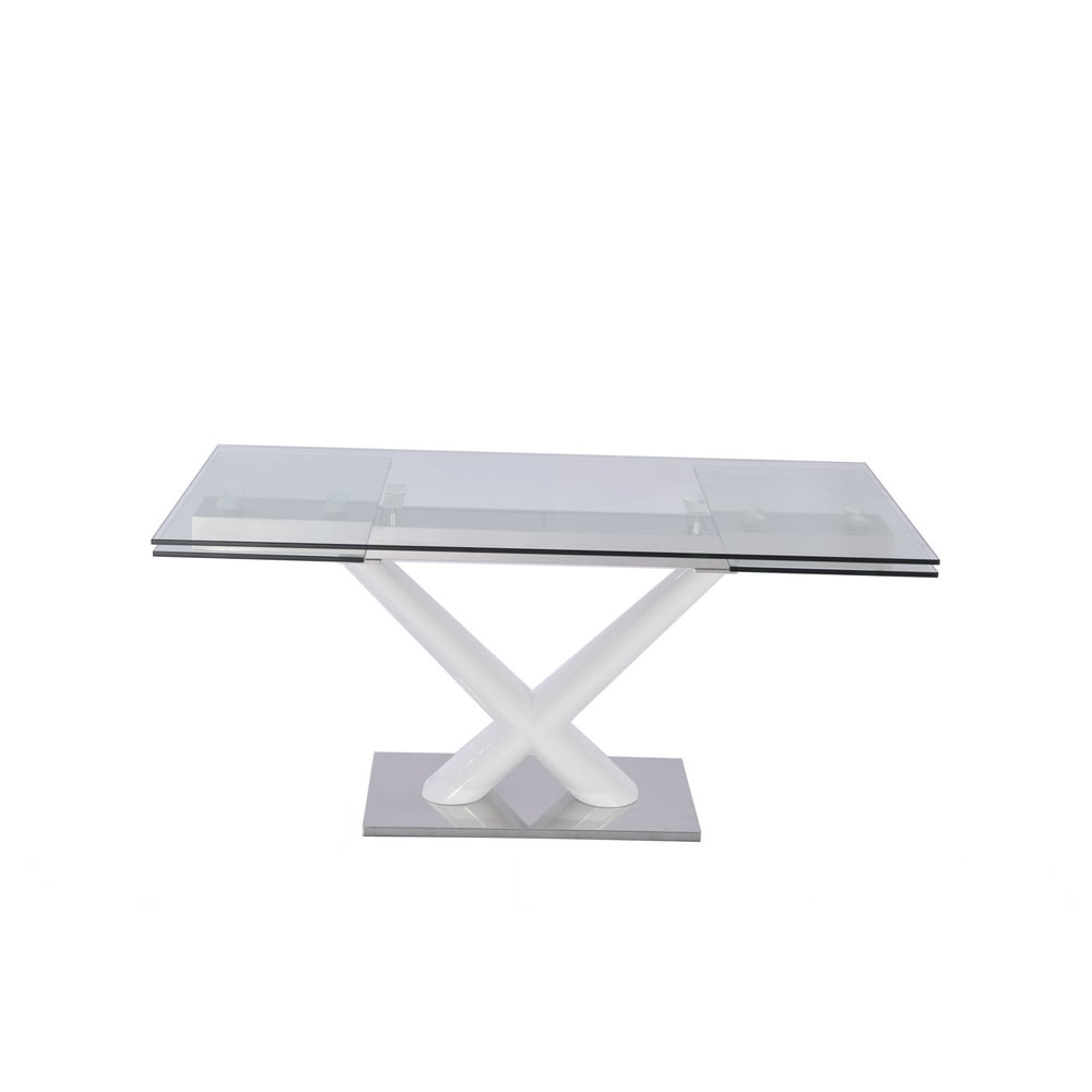 Whiteline Modern Living White Celeste Contemporary High Gloss Lacquer Dining Table