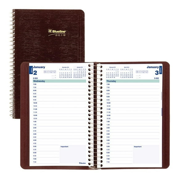 Blueline C150483T Daily Diary (2023) English burgundy (Pack of 1)