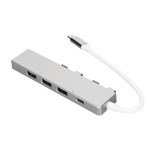 USB C à USB Hub Haute Vitesse 1xUSB3.0 Port 3xUSb2.0 Ports 1xUSB C Port d'alimentation USB C Adaptateur multiport Hub Argent