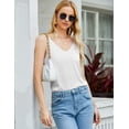 thumbnail image 2 of Camisola básica con tirantes y escote en V de satén para mujer, 2 of 6