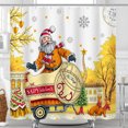 thumbnail image 1 of Whimsical Christmas Shower Curtain with Cartoon Santa, Sleigh, 1 of 5