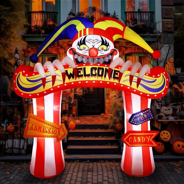 Arco inflable de payaso para Halloween, WBhome, 3 m, LED para exteriores