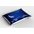 thumbnail image 2 of Ambesonne Night Pillow Sham 2 Pack, Crescent Moon and Stars, 30"x20", Royal Blue White, 2 of 3
