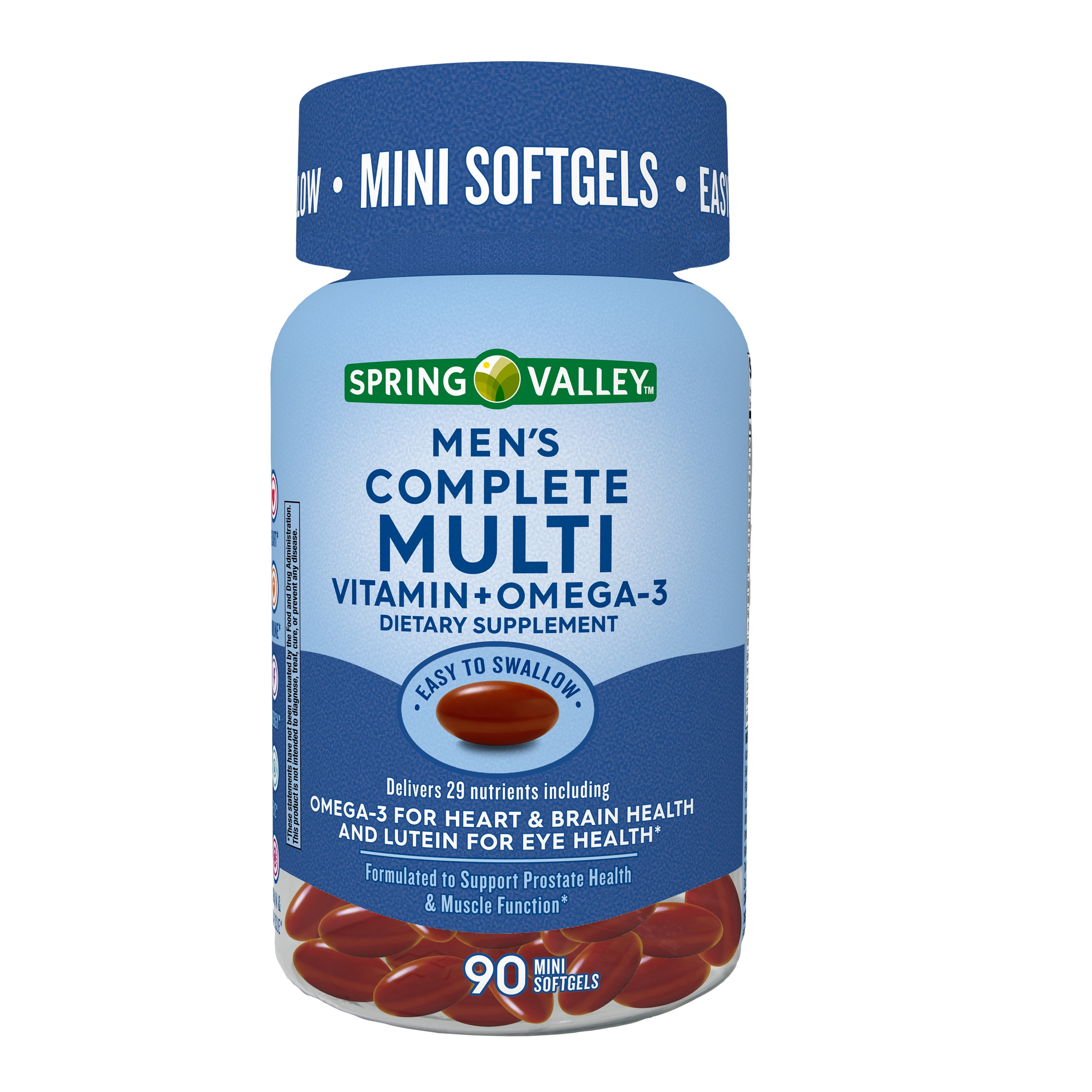 Spring Valley Men's Complete Multi Vitamin + Omega3, Mini Softgels, 90