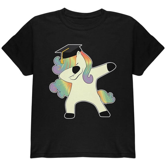Dabbing Unicorn Graduate Youth T Shirt Black YSM
