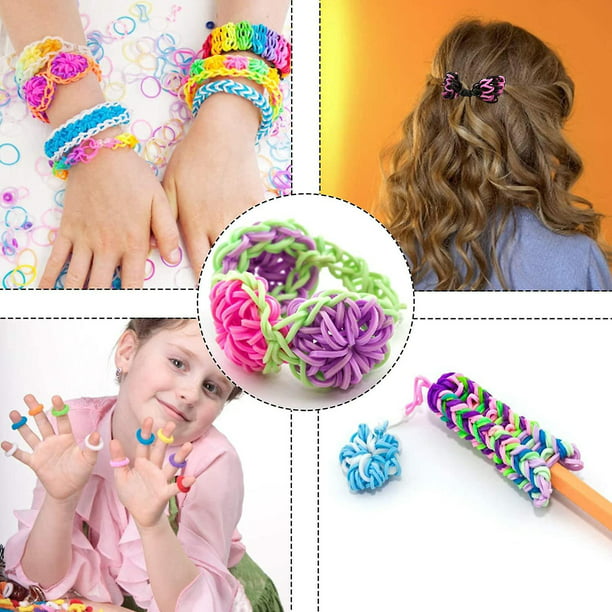 Colorful Loom Rubber Bands Set, 12 Colours 600+ Loom Bands Kits Diy Rubber  Bands With Storage Box/knitting Tool For Kids