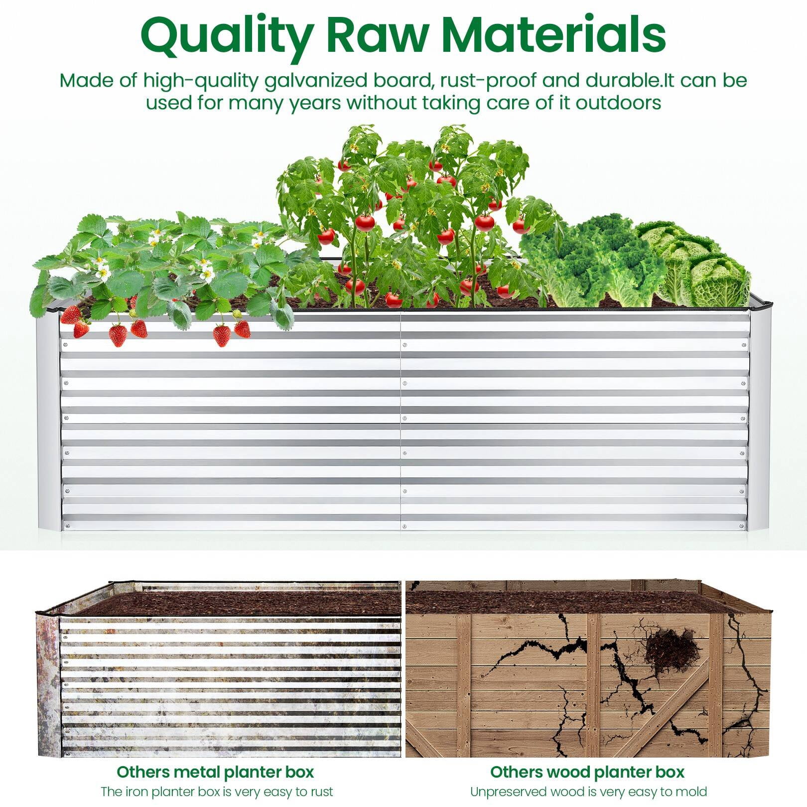 Funcid 6x3x2ft Galvanized Raised Garden Beds Large Metal Garden Beds Galvanized Steel Planter boxes Outdoor for Vegetables Flowers Herbs