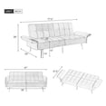 thumbnail image 6 of Leumius 78" Velvet Futon Sofa Bed, Convertible Sleepers Sofa Bed with Folded Armrests, Pink, 6 of 6