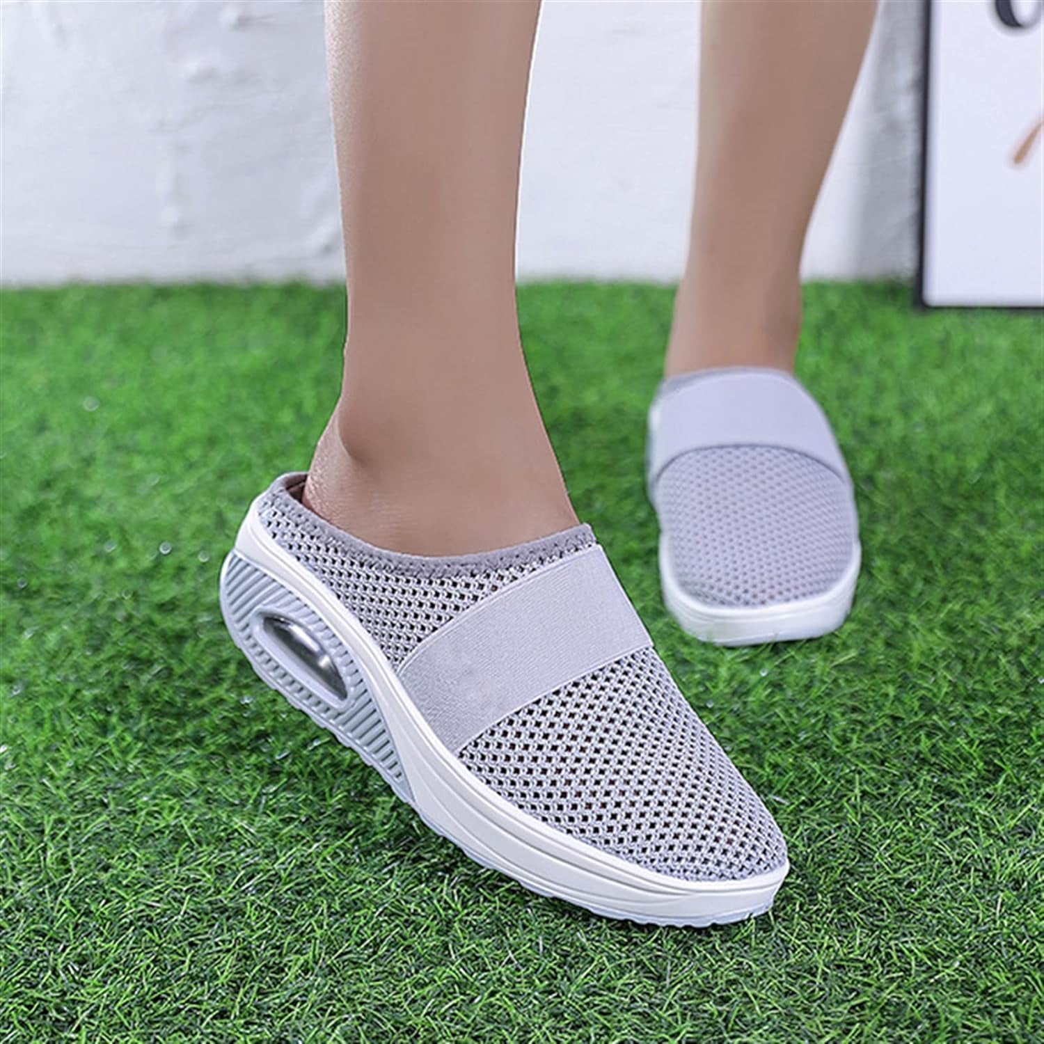 ORUYROP Women s Air Cushion Slip on Walking Shoes Orthopedic Diabetic Walking Shoes Women s Mesh Breathable Casual Air Cushion Slip on Shoes Slippers Arch Support Light Grey 7 Walmart