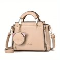 thumbnail image 1 of Letter Decor Hand Satchel Bag, Stylish Shoulder Zipper Bag With Mini Coin Purse, Crossbody Bag For Work, 1 of 5