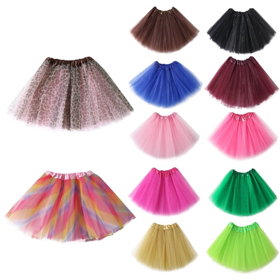 Girl Tutu Skirt 5-Layered Tulle Skirts for Little Girls Fluffy Ballet Dress Up for Party Halloween Costume Multicolor
