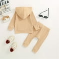 thumbnail image 6 of Fsqjgq Baby Boy Clothes 12-18 Months Outfit Toddler Kids Babys Girls Boys Spring Winter Solid Warm Thick Long Sleeve Pants Hooded Hoodie Sweatshirt Set Outfits Clothes Set Baby Winter Clothes, 6 of 9