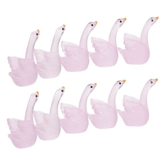 PAMINGONO 10Pcs Pink Resin Mini Swan Figurines for Simple and Classic Design Home Decoration