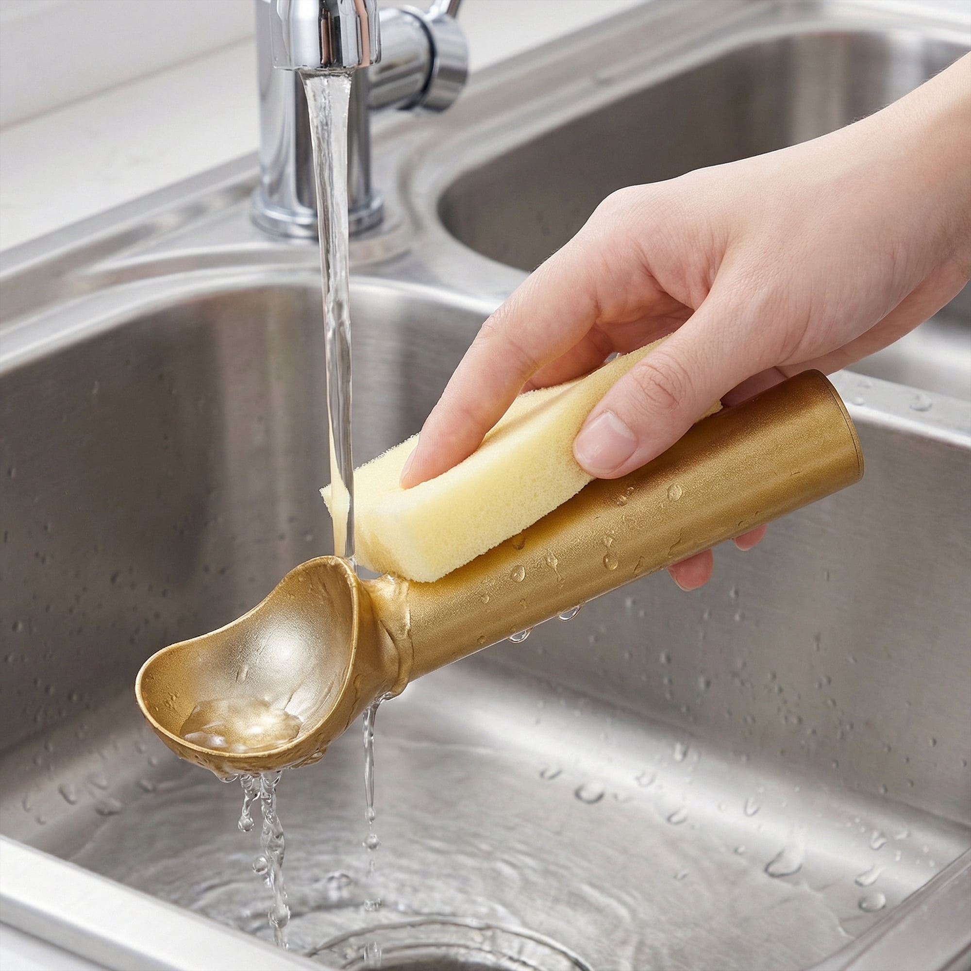 Unique Bargains Stainless Steel Ice Cream Scoop with Handle Gold 1