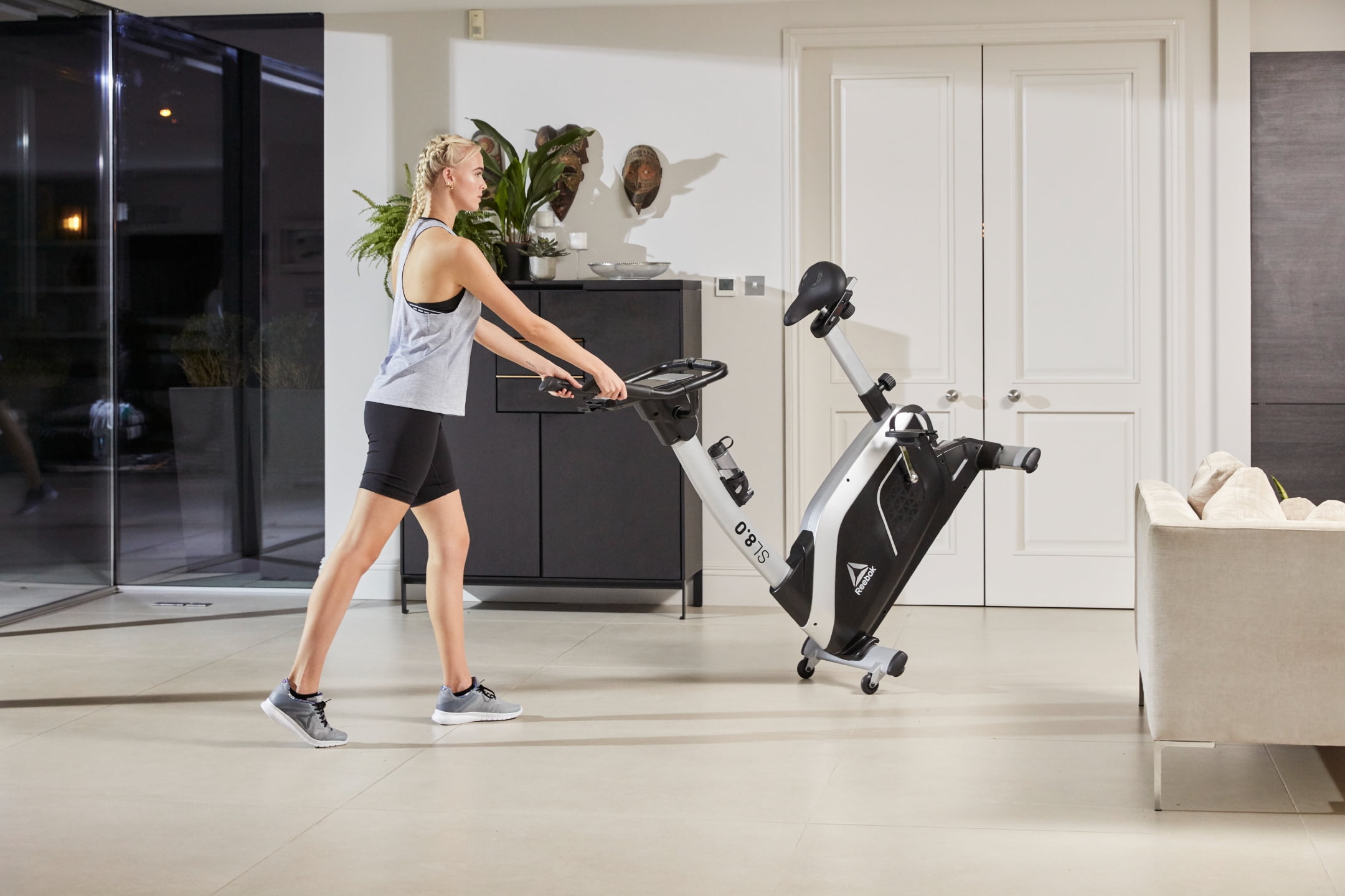 Reebok SL8.0 Exercise Bike, Indoor Upright Stationary Cycling