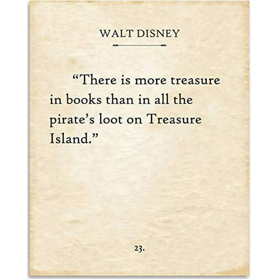 Walt Disney - There Is More Treasure In Books - Book Page Quote Art Print - 11x14 Unframed Typography Book Page Print - Great Gift for Book Lovers