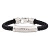 Arista Men's Bracelet Black Leather Hammered Solid Stainless Steel, 8.5"