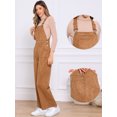 thumbnail image 2 of DARING DIVA Women's Adjustable Straps Wide Leg High Waisted Overalls with Pockets XS Brown, 2 of 6