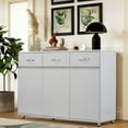 thumbnail image 2 of Segmart 3 Drawers 3 Cabinets Kitchen Buffet Sideboard Cabinet Grey, 2 of 10