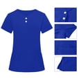 thumbnail image 2 of ATENAR Scrubs for Women Set 2 Piece Short Sleeve Tops Long Pants Blue 2XL, 2 of 9