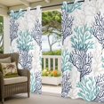 thumbnail image 2 of Outdoor Curtains for Patio Waterproof Teal Blue Grey Ocean Coral Indoor/Outdoor Curtain Tiebacks Summer Marine Life Privacy Sun Block Grommet Drapes for Pergolas Gazebo Porch 2 Panel 54x108 Inch, 2 of 9