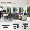 thumbnail image 3 of CoSoTower 6pcs Outdoor Rattan Sofa Set Garden Wicker Sectional Couch Furniture Set with Dining Table and Chair Sky Blue, 3 of 7