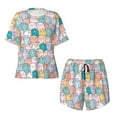 thumbnail image 5 of "Wukai Colorful Cute Pig Women's Pajama Set - Short-Sleeve Top and Shorts with Elastic Waistband and Pockets for Loungewear, Yoga, and Casual Wear-X-Large, 5 of 8